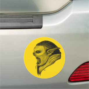 Troll Black and Yellow Design Car Magnet