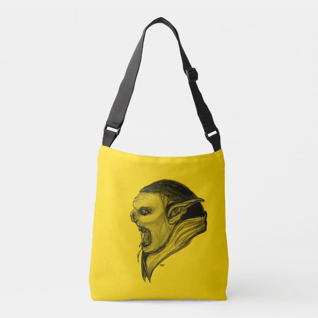 Troll Black and Yellow Design Crossbody Bag (Front)