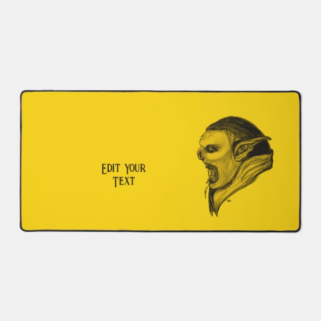Troll Black and Yellow Design Desk Mat (Front)