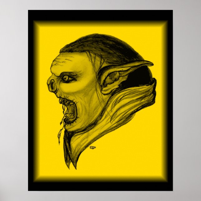 troll black yellow design poster (Front)
