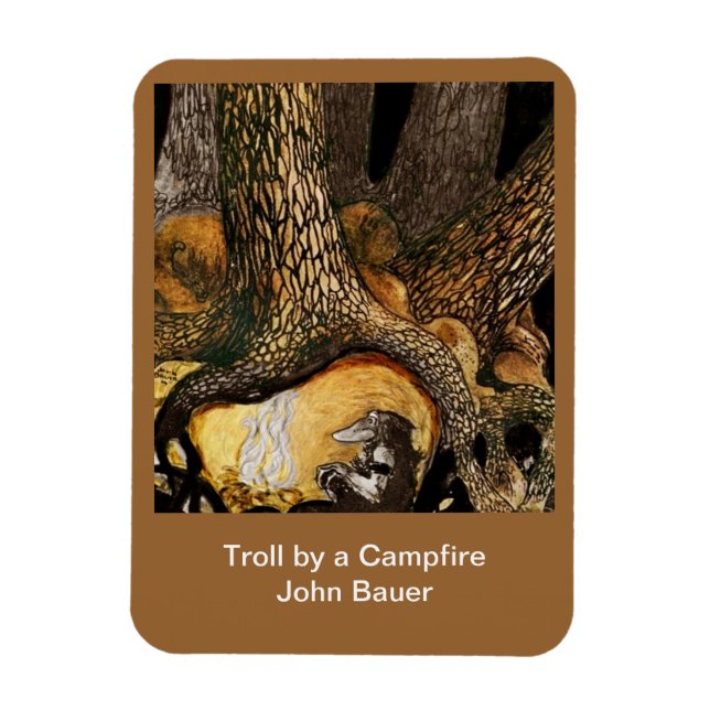 Troll by a Campfire Magnet (Vertical)