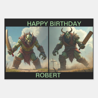 TROLL CRICKET BATTERS Gift Wrapping Paper Set of 3