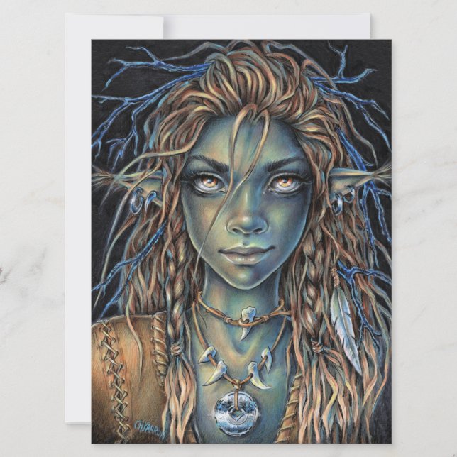 Troll Girl Elf Fairy Fantasy Forest Woman Art Card (Front)