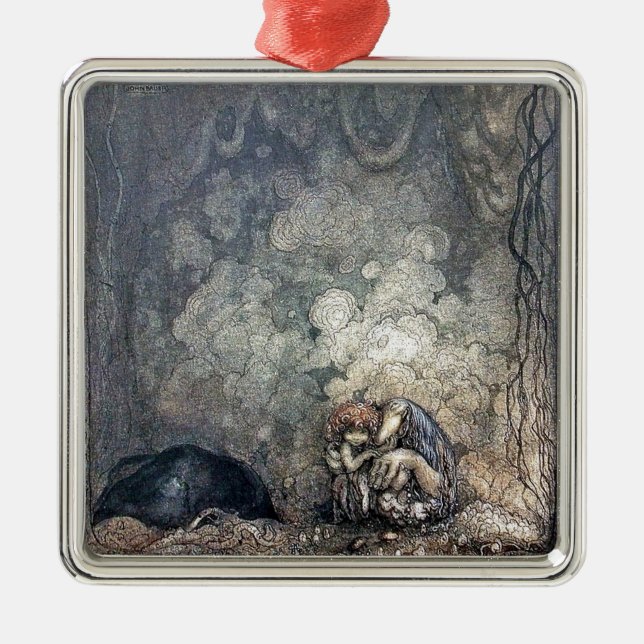 Troll Holding Child Metal Ornament (Front)