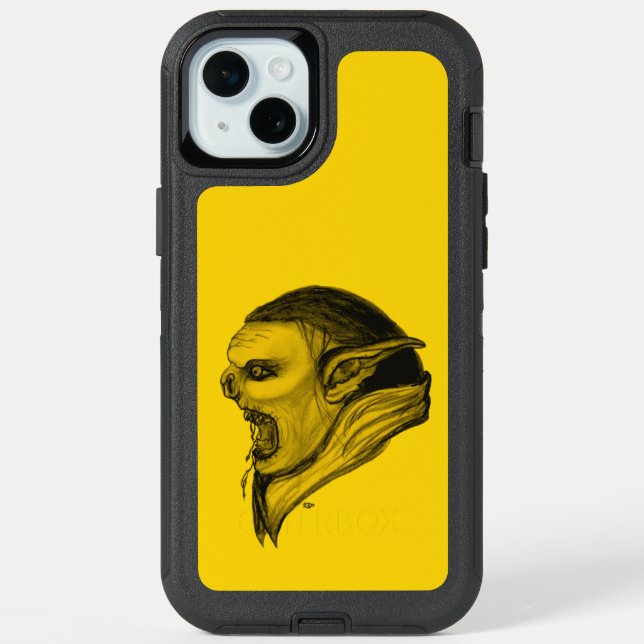 Troll in Black and Yellow Design iPhone 15 Plus Case (Back)