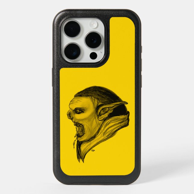 Troll in Black and Yellow Design iPhone 15 Pro Case (Back)