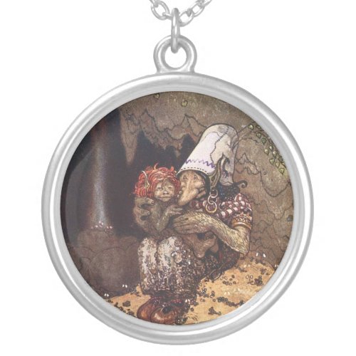 Troll Mother and Baby Silver Plated Necklace