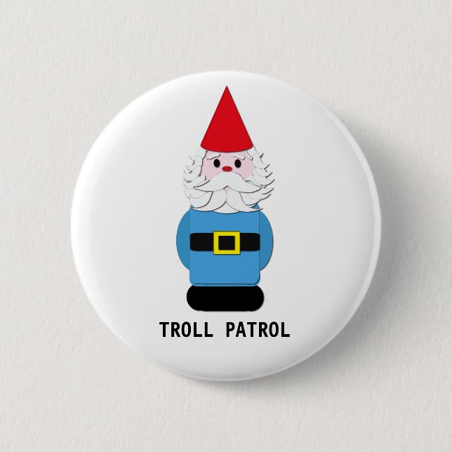 Troll Patrol Scandinavian Gnome Button (Front)
