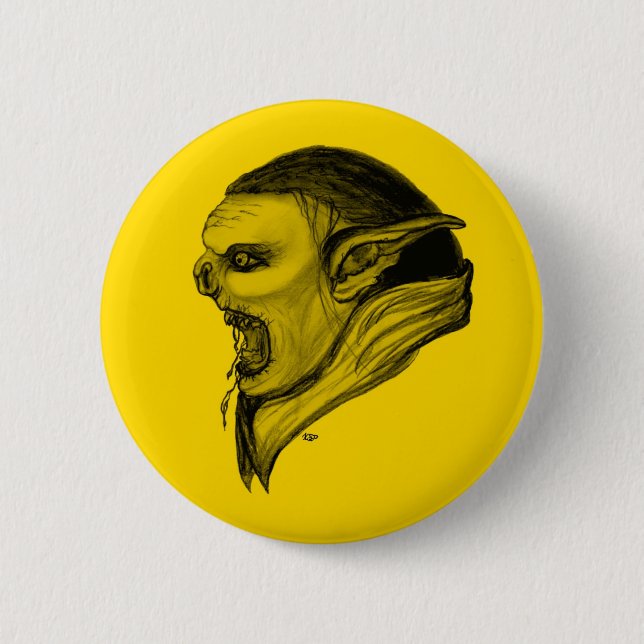 Troll schwarz gelb design pinback button (Front)