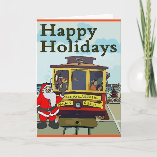 Trolley Car, San Fransisco, Christmas Holiday Card (Front)