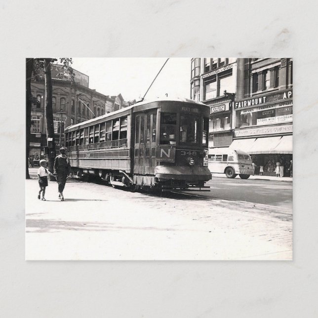 Trolley in Wilkes-Barre Postcard (Front)