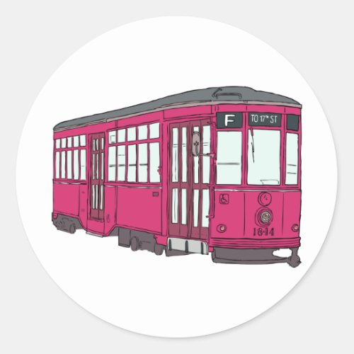 Trolley Trolleybus Streetcar Tram Trolleycar Cars Classic Round Sticker