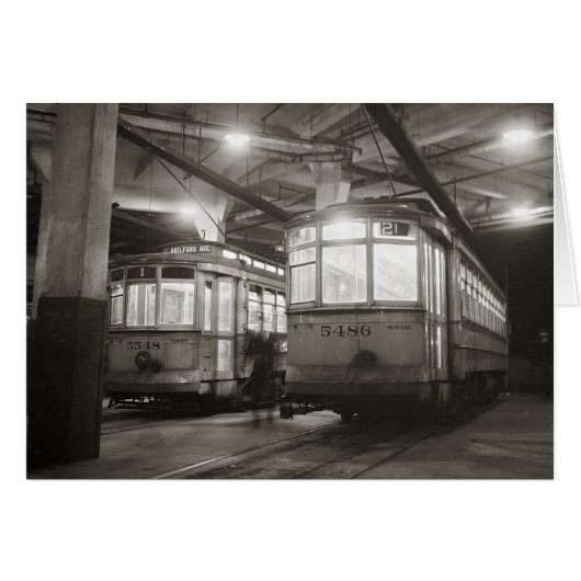 Trolleys at the Terminal, 1943 Cards (Front Horizontal)