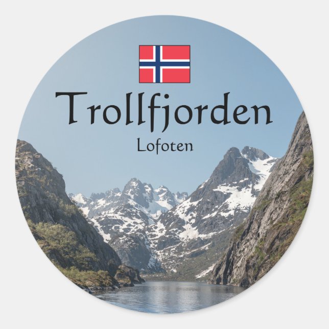Trollfjord Lofoten Classic Round Sticker (Front)