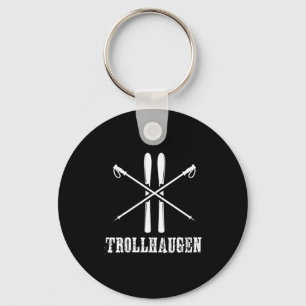 Trollhaugen wisconsin ski skier skiing rustic keychain