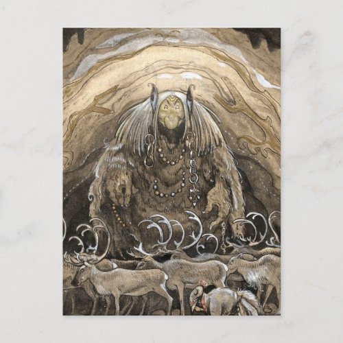 Trolls and Caribou Watercolor by John Bauer Postcard