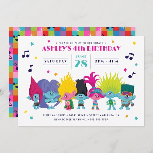 Trolls Band Together Birthday Invitation