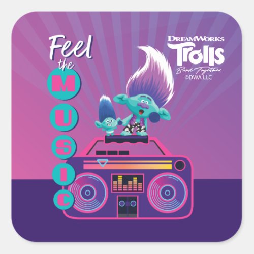 Trolls Band Together  Feel The Music Square Sticker