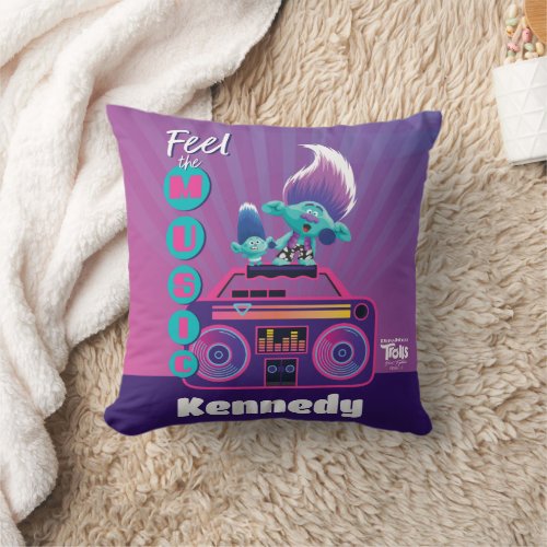 Trolls Band Together  Feel The Music Throw Pillow