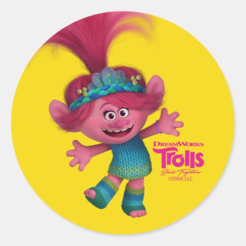 Trolls Band Together  Poppy Character Art Classic Round Sticker