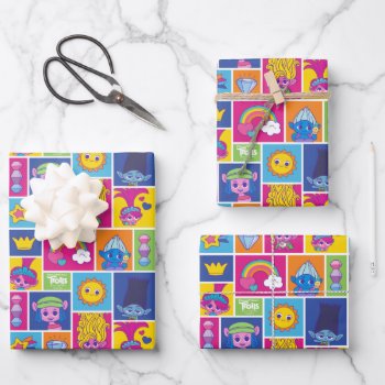 Trolls Band Together | Tiny Trolls Group Pattern Wrapping Paper Sheets by Trolls at Zazzle
