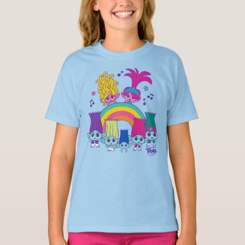 Trolls Band Together  Tiny Trolls Group Rainbow T_Shirt