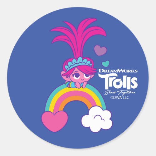 Trolls Band Together  Tiny Trolls Poppy Rainbow Classic Round Sticker