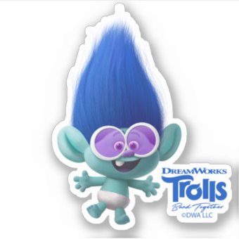 Trolls Band Together | Young Branch Character Art Sticker | Zazzle