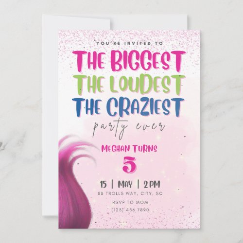 Trolls Birthday Party Invitation