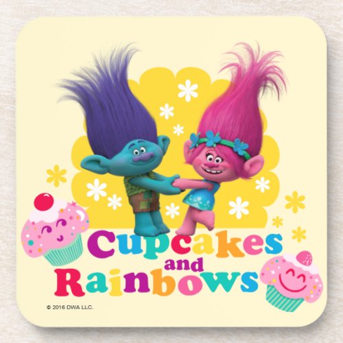 Trolls  Poppy  Branch _ Cupcakes and Rainbows Coaster
