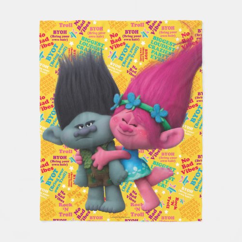 Trolls  Poppy  Branch _ No Bad Vibes Fleece Blanket