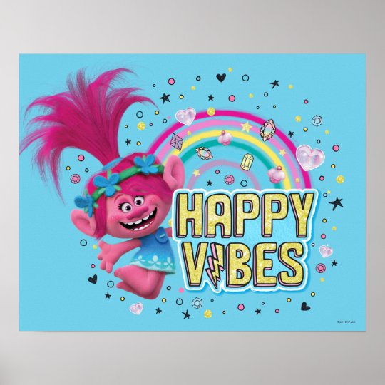 Trolls | Poppy Happy Vibes Poster | Zazzle.com
