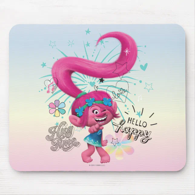 Trolls | Poppy Hello Happy Mouse Pad | Zazzle