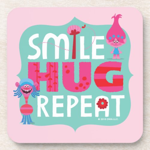 Trolls  Smile Hug Repeat Coaster