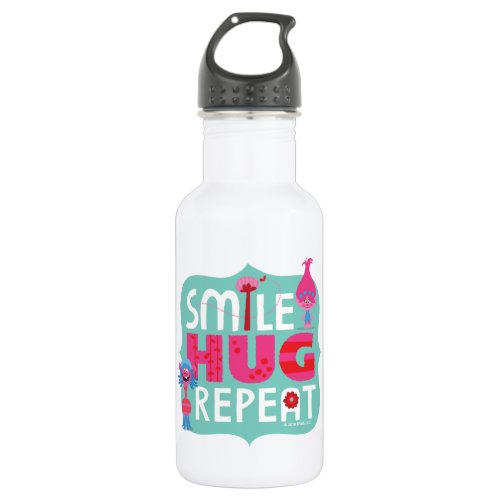 Trolls  Smile Hug Repeat Stainless Steel Water Bottle