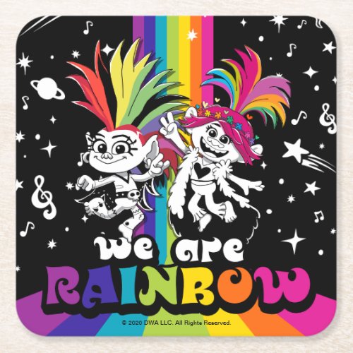 Trolls World Tour  Barb  Poppy We Are Rainbow Square Paper Coaster