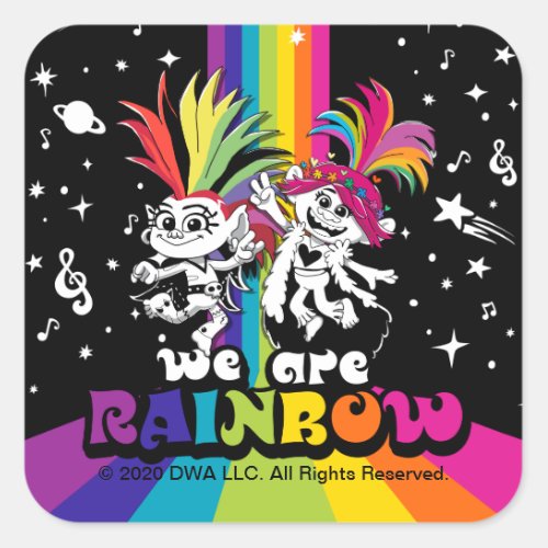 Trolls World Tour  Barb  Poppy We Are Rainbow Square Sticker