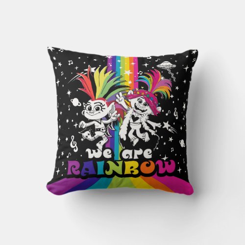 Trolls World Tour  Barb  Poppy We Are Rainbow Throw Pillow