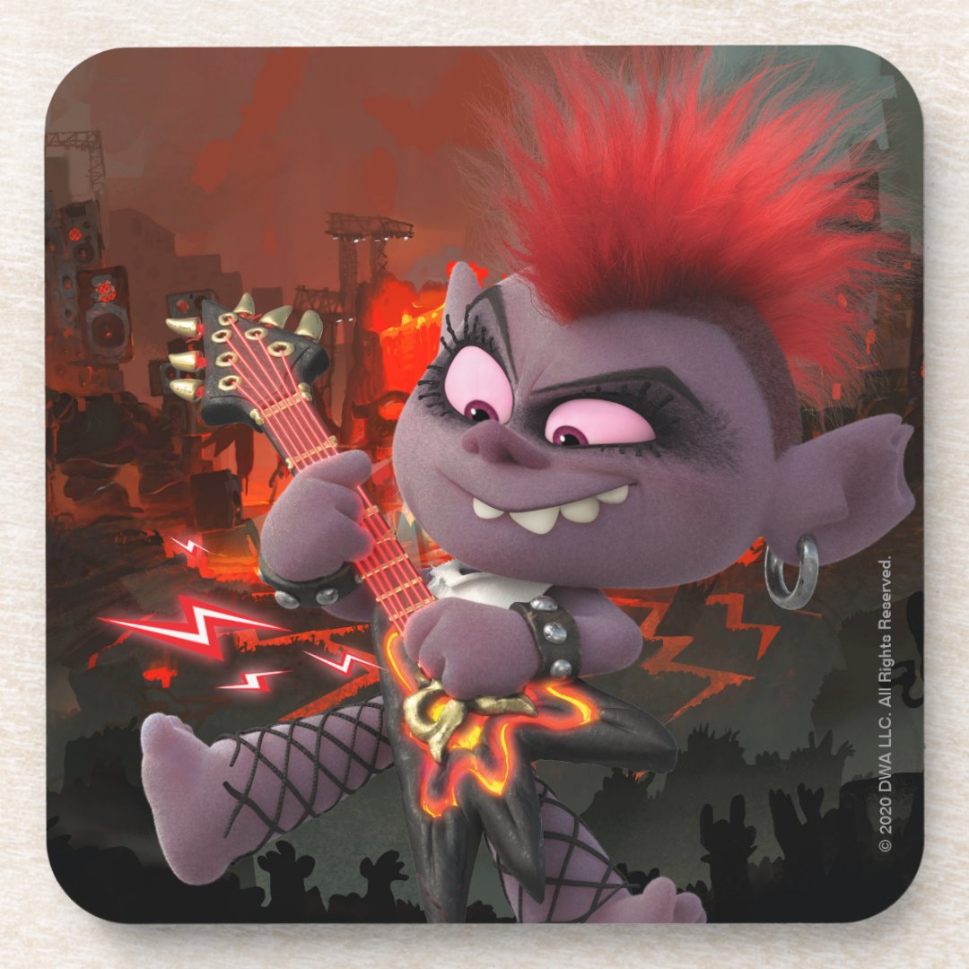 Trolls World Tour | Barb Shredding On Her Guitar Beverage Coaster | Zazzle