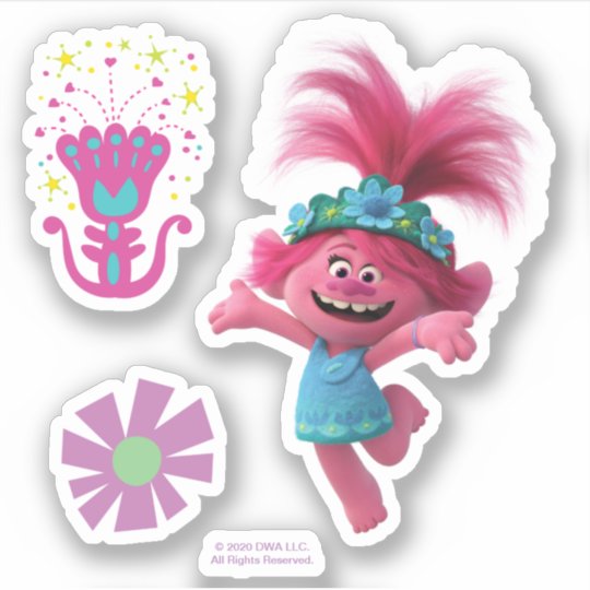 Trolls World Tour | Poppy Jumping for Joy Sticker | Zazzle.com