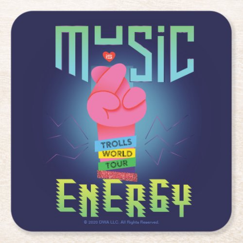 Trolls World Tour  Poppy Music Energy Square Paper Coaster