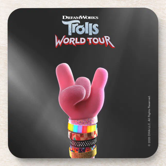 Trolls World Tour | Poppy Rock Hand Poster Beverage Coaster | Zazzle