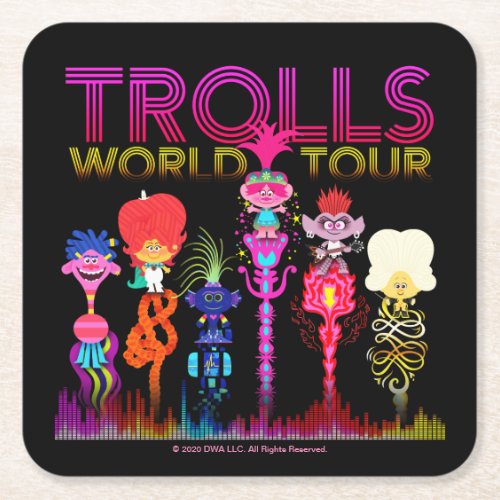Trolls World Tour  Six String Leaders Square Paper Coaster