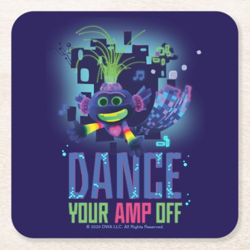 Trolls World Tour  Trollex Dance Your AMP Off Square Paper Coaster
