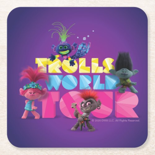 Trolls World Tour  Trollex Poppy Branch  Barb Square Paper Coaster
