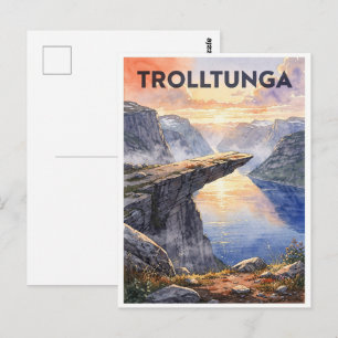 Trolltunga Norway Vintage Postcard