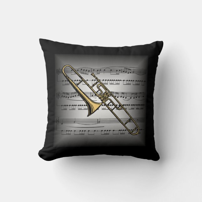 Trombone ~ 3-D Sheet Music ~ Pillow Gray/Black (Front)