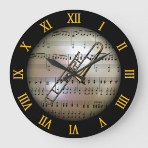 Trombone ~ Background “The Musical Planet” * ~ Large Clock