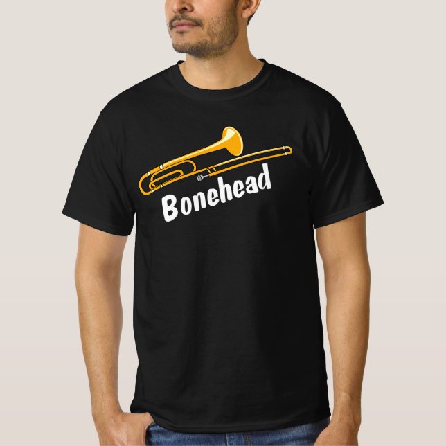 Trombone Bonehead White Text T-Shirt (Front)