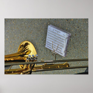 Trombone brass music instrument poster